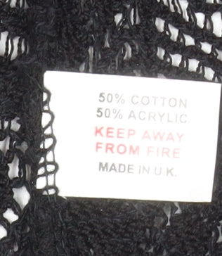 Fashion Friendly Women's Black Open Knit Short Sleeve Cardigan M/L