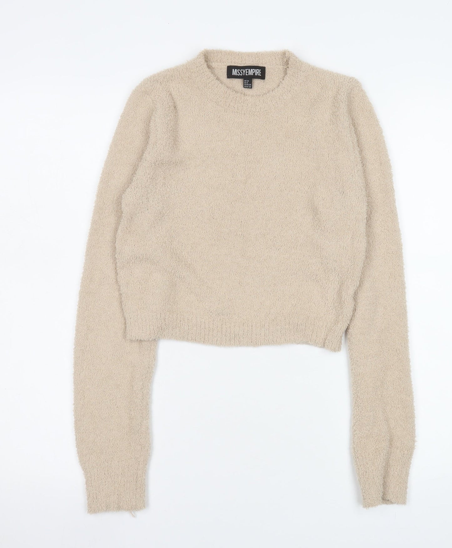 Missy Empire Womens Beige Pullover Sweater UK 10 Long Sleeve Soft Knit