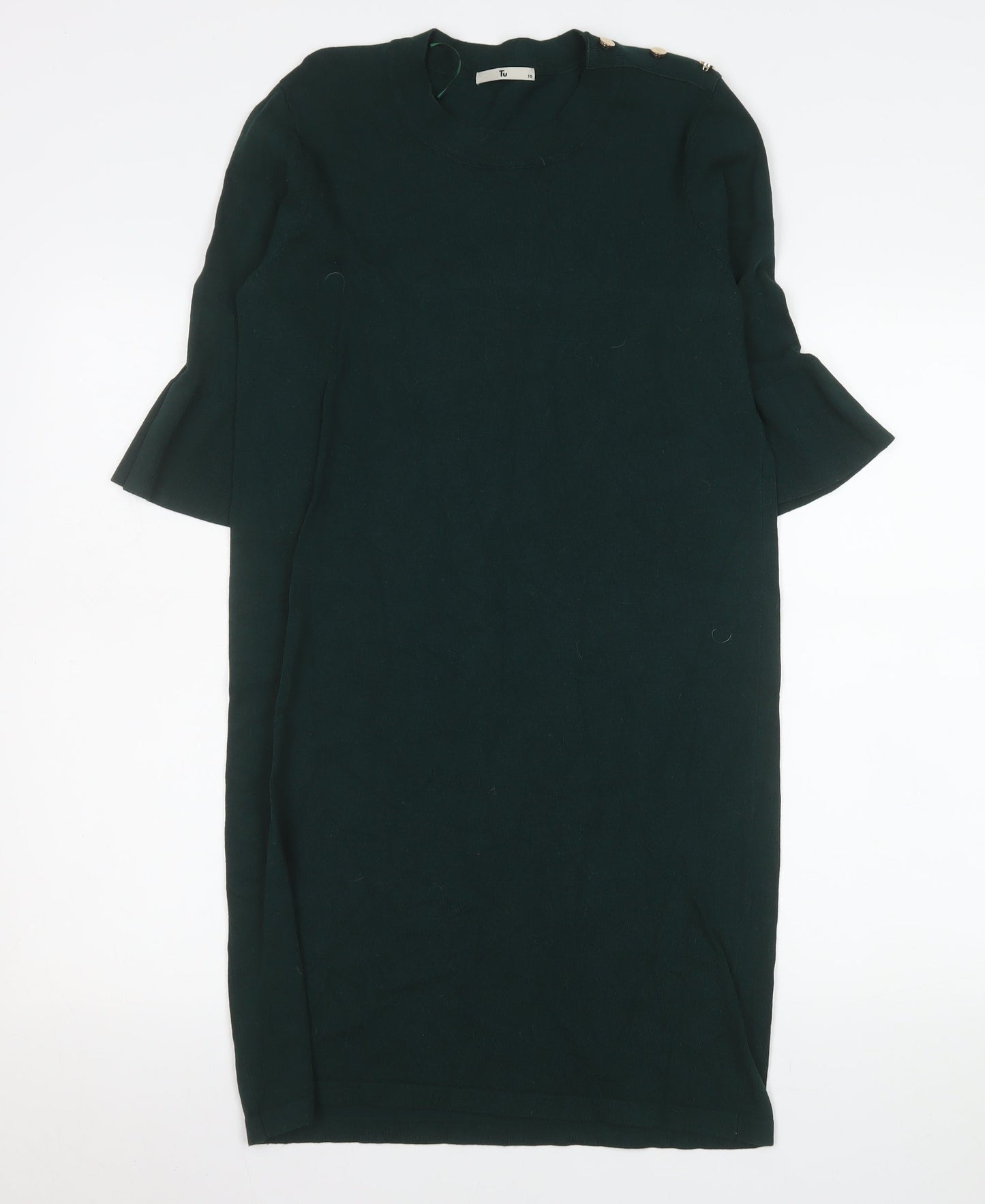Tu Women Green Size 10 Shift Knit Knee Length Dress