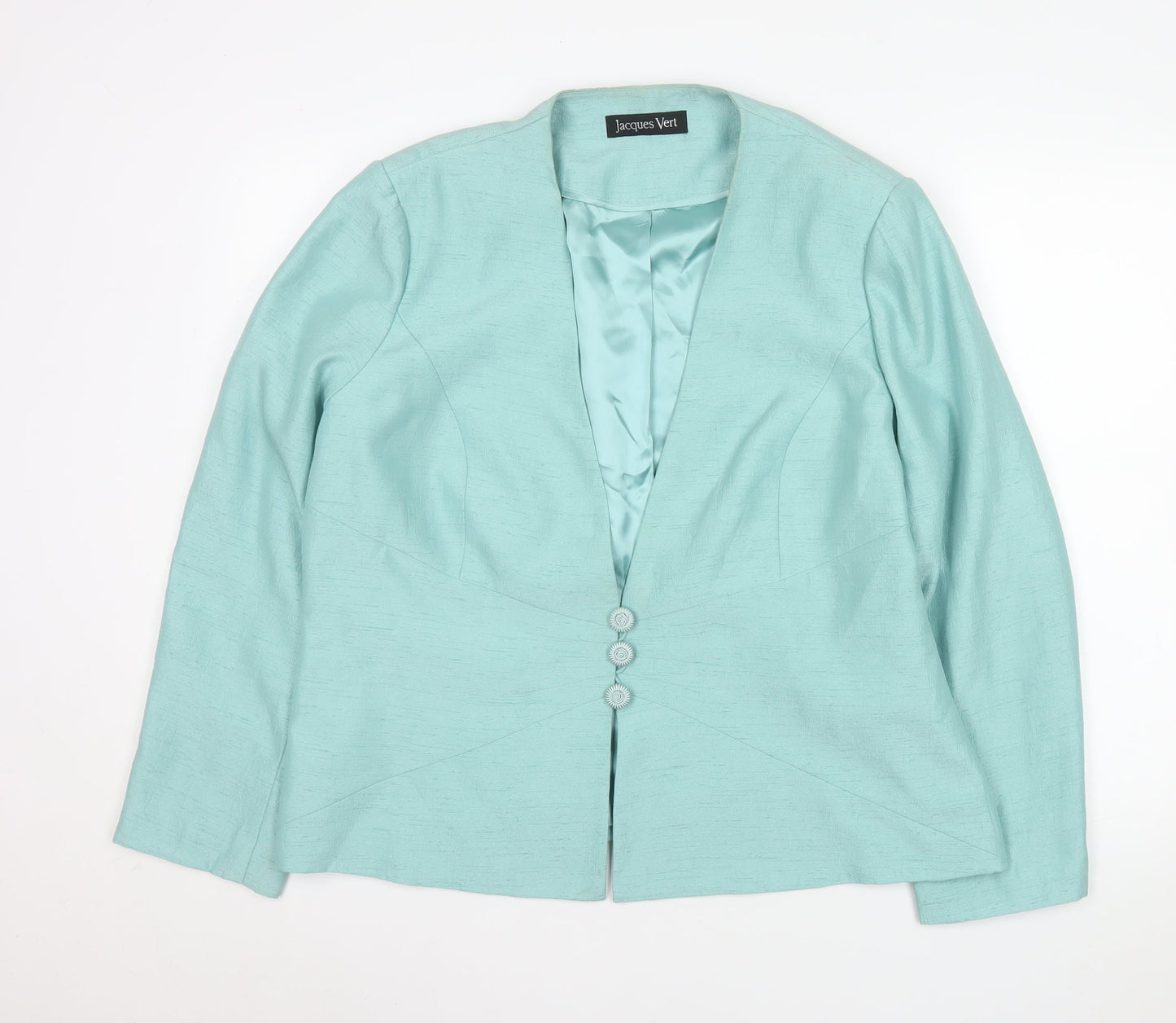 Jacques Vert Women Aqua Blue Jacket UK 20 Polyester Lined Tailored Blazer