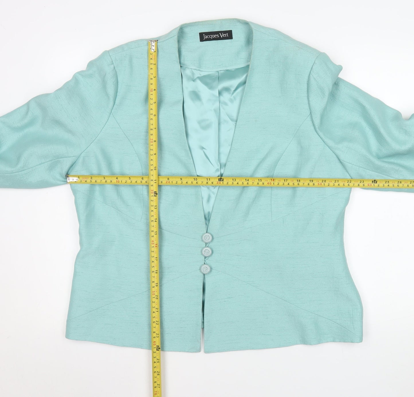 Jacques Vert Women Aqua Blue Jacket UK 20 Polyester Lined Tailored Blazer