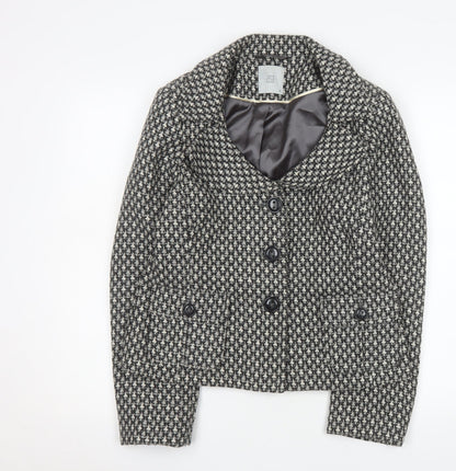 Tu Women Black & White Houndstooth Blazer Size 12 Wool Blend Lined Jacket
