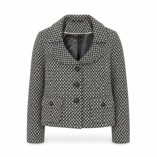 Tu Women Black & White Houndstooth Blazer Size 12 Wool Blend Lined Jacket
