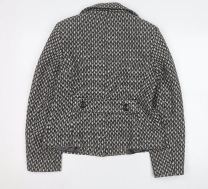 Tu Women Black & White Houndstooth Blazer Size 12 Wool Blend Lined Jacket