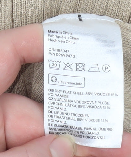 H&M Women’s Beige Ribbed Knit High Neck Sleeveless Tank Top Size S