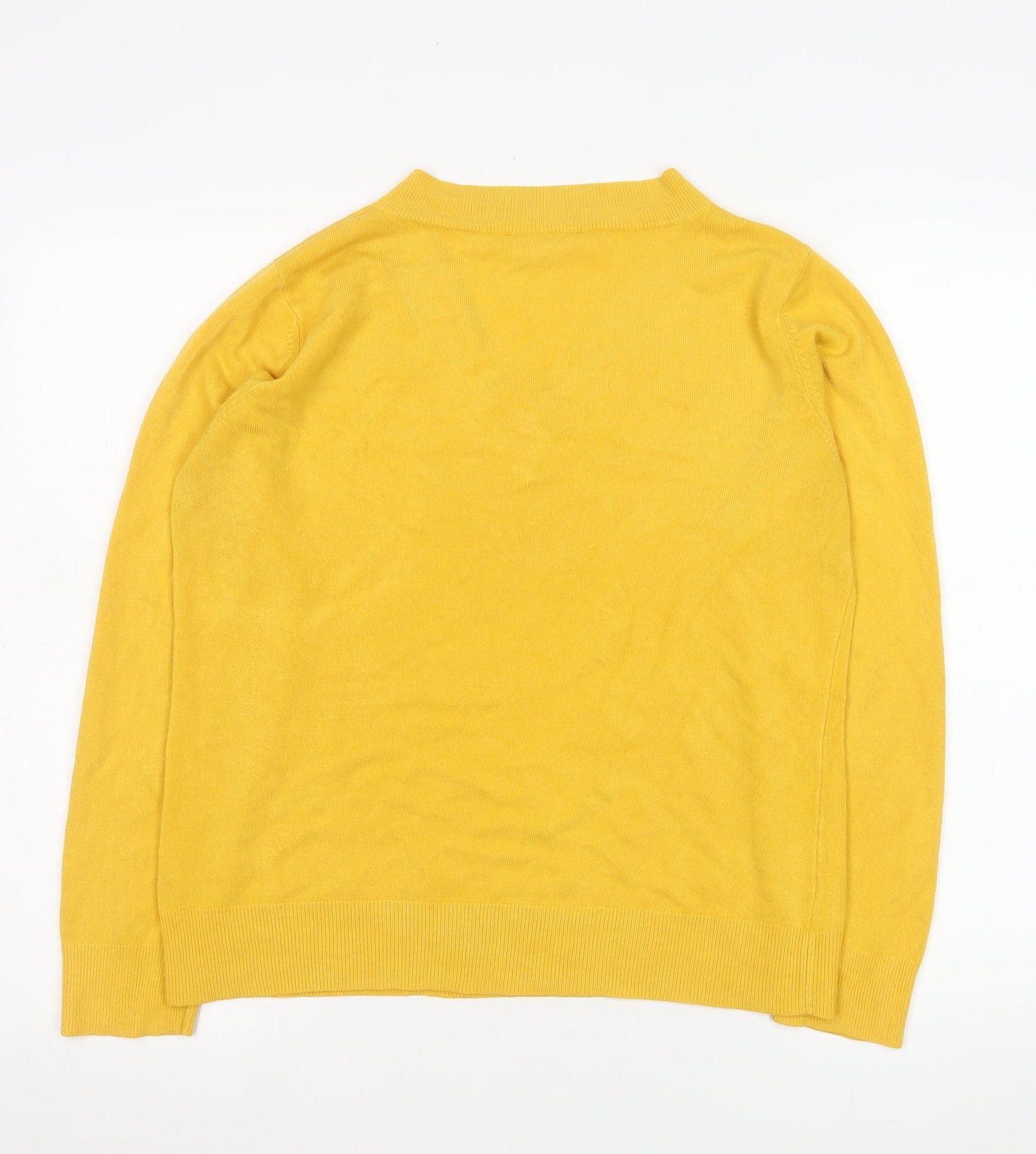 BHS Women Yellow V-Neck Acrylic Long Sleeve Pullover Jumper Size 12