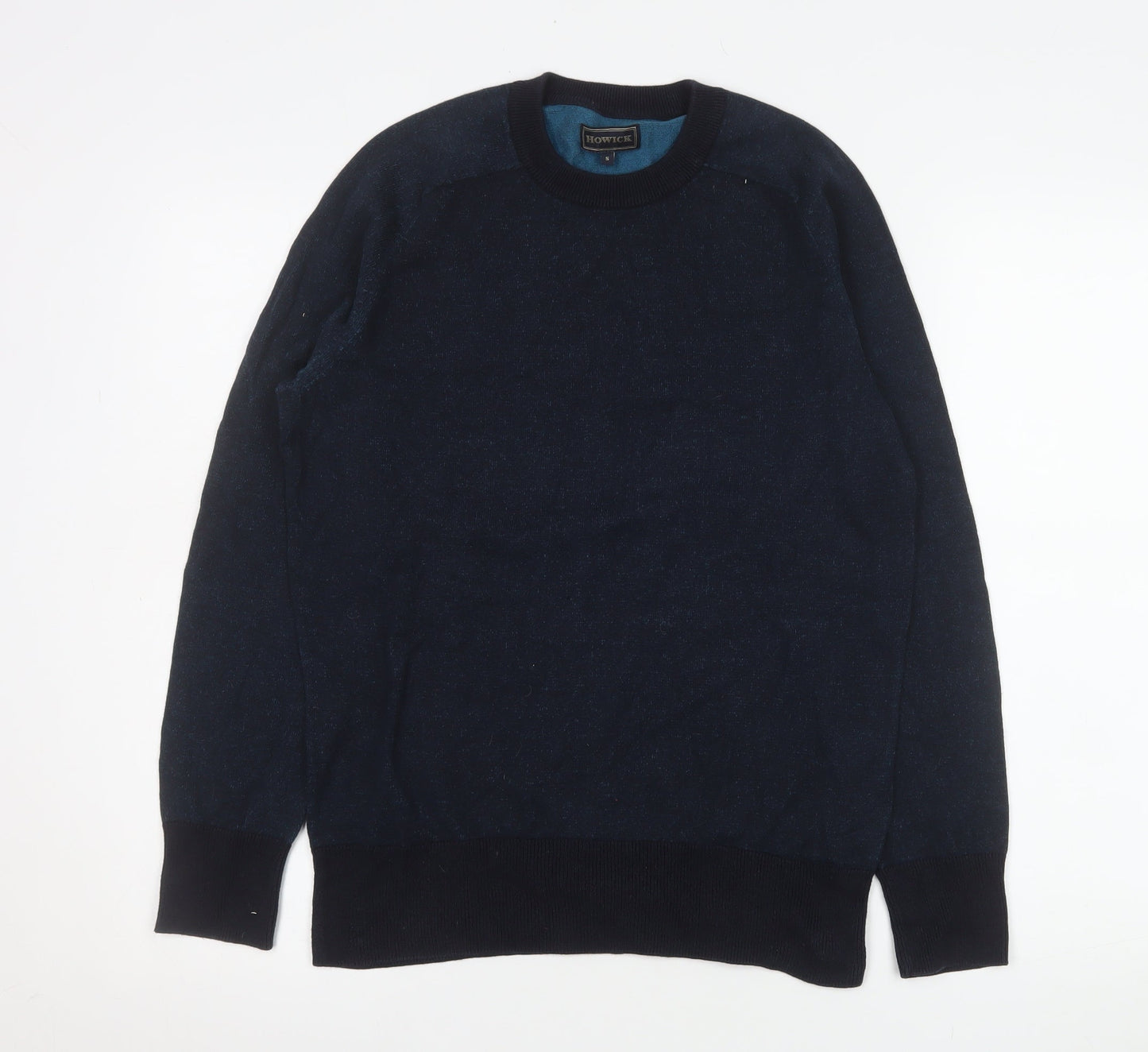 Howick Men Blue Cotton Crew Neck Pullover Jumper Size S