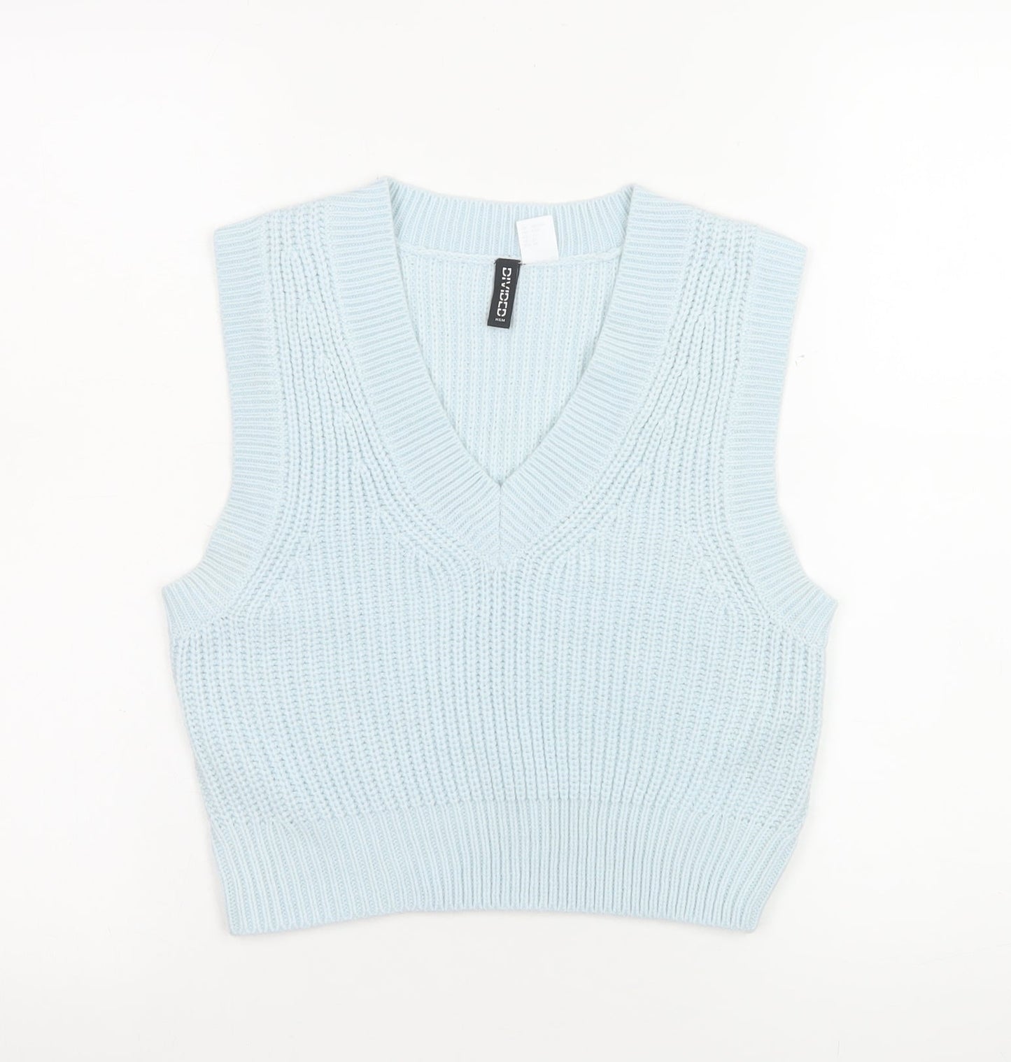 H&M Divided Blue V-Neck Knit Sleeveless Jumper Vest Women's Size 6