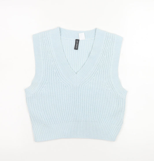 H&M Divided Blue V-Neck Knit Sleeveless Jumper Vest Women's Size 6