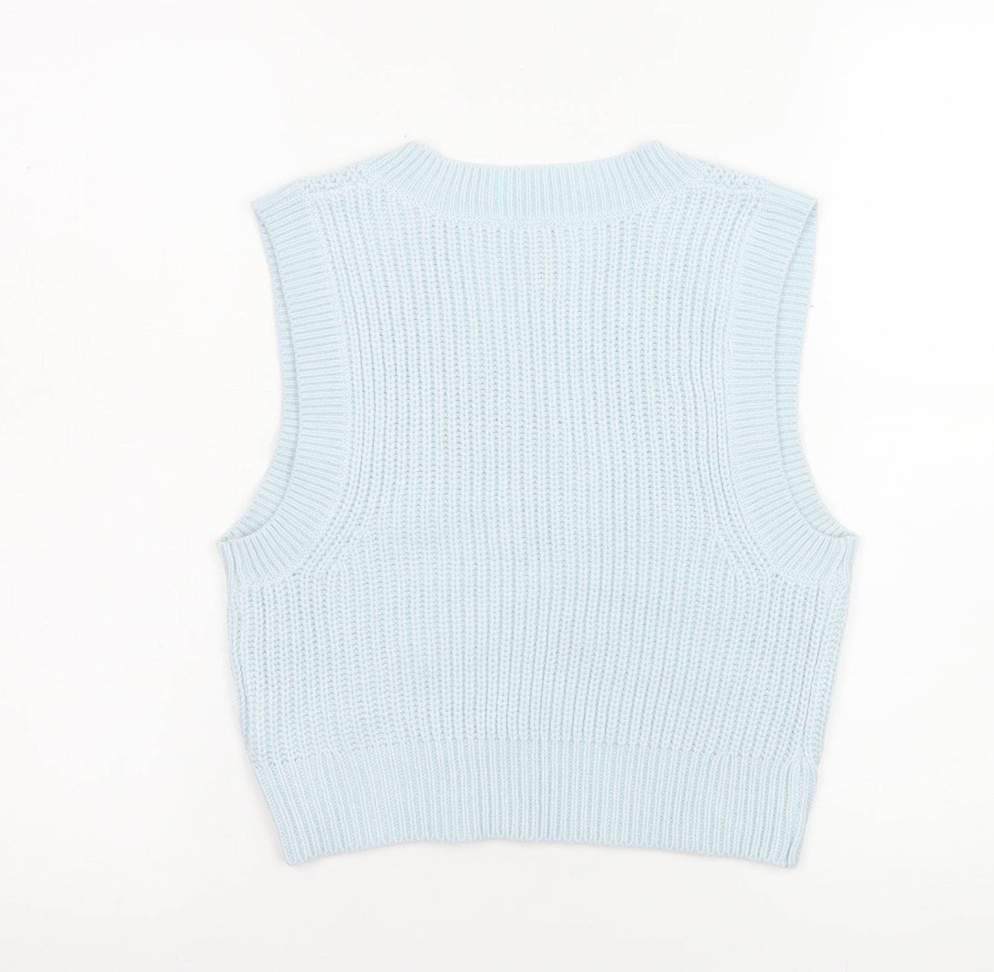 H&M Divided Blue V-Neck Knit Sleeveless Jumper Vest Women's Size 6