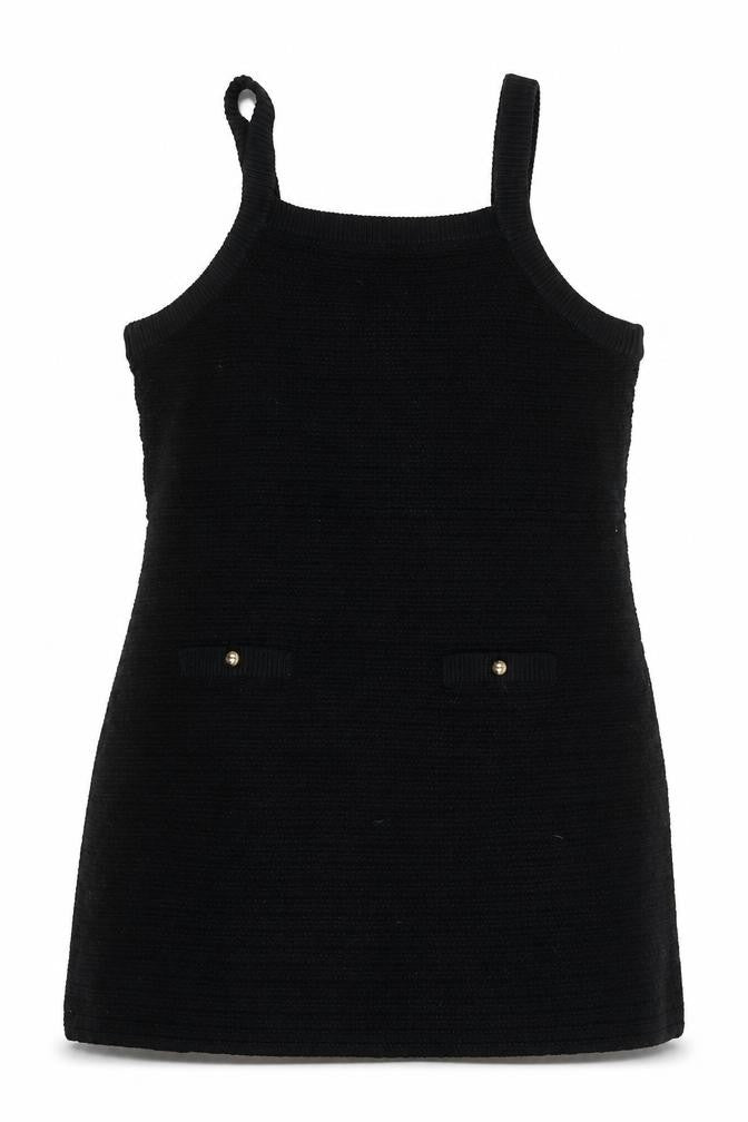 H&M Women Black Knit Pinafore Dress 3XL Cotton Blend Casual