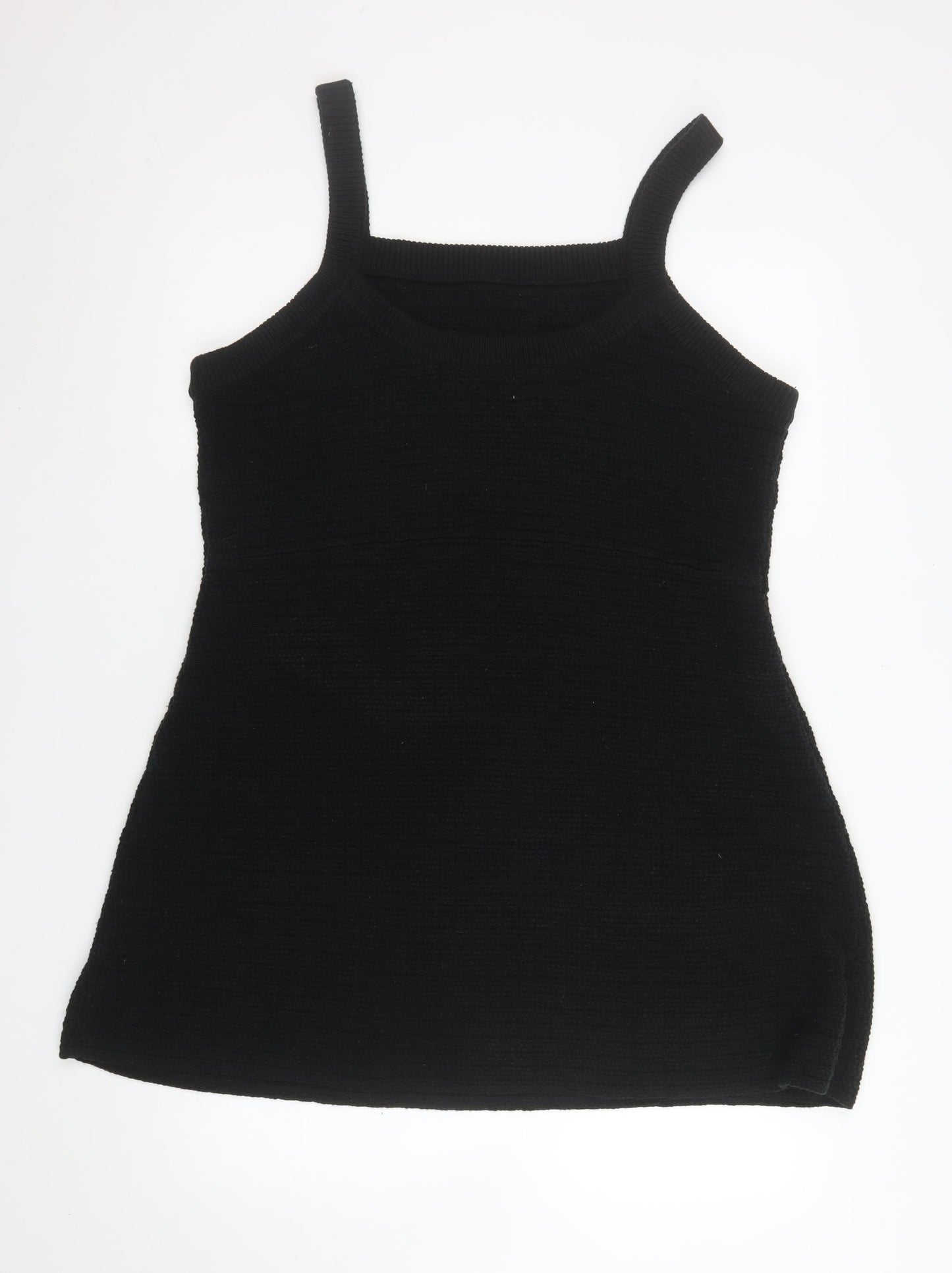 H&M Women Black Knit Pinafore Dress 3XL Cotton Blend Casual