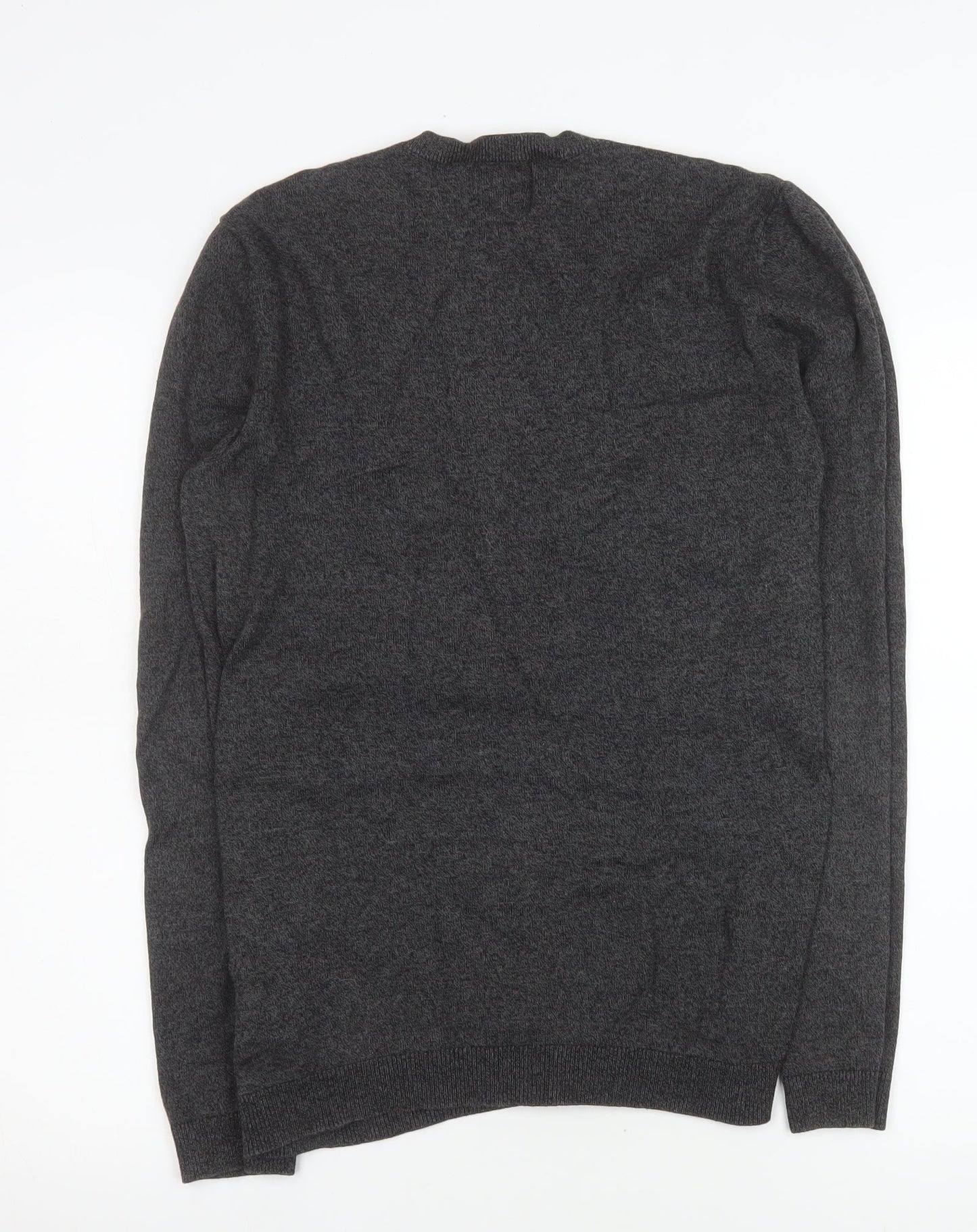 Topman Mens Grey Cotton Crew Neck Jumper Size S Regular Fit