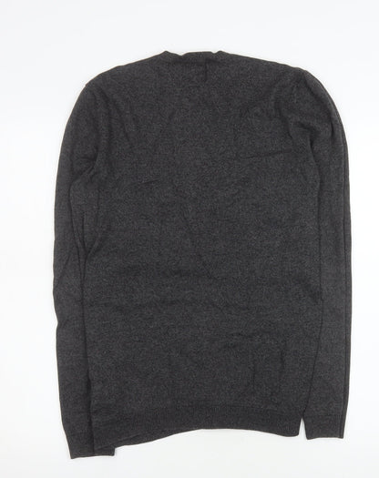 Preloved Topman Mens Grey Cotton Crew Neck Jumper Size S Regular Fit - Detail