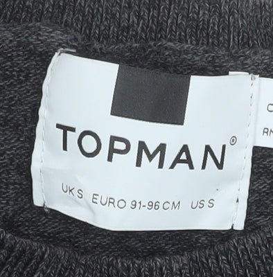 Preloved Topman Mens Grey Cotton Crew Neck Jumper Size S Regular Fit - Label