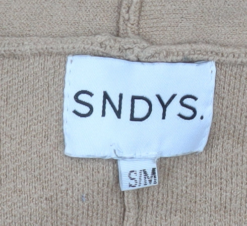 SNDYS. Women’s Beige Long Knit Coatigan S Lightweight Open Front