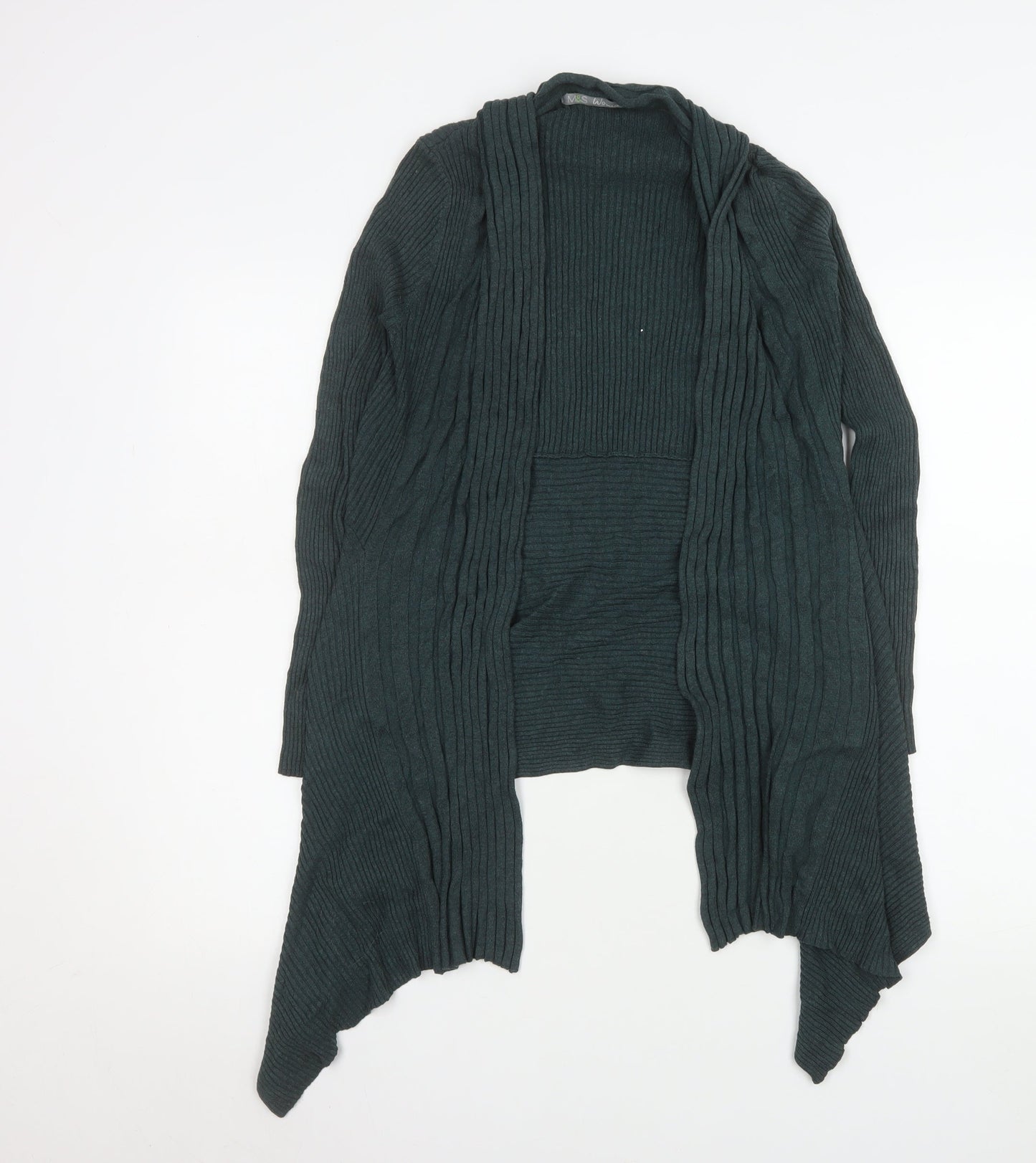 Marks and Spencer Women Forest Green Open Knit Long Sleeve Cardigan UK 12