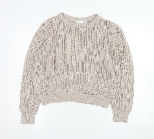 Saint Tropez Beige Chunky Knit Crew Neck Jumper Women’s Size S