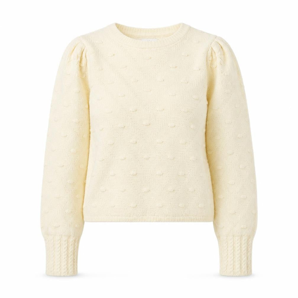 JDY Women’s Ivory Knit Puff Sleeve Pullover Jumper Size S
