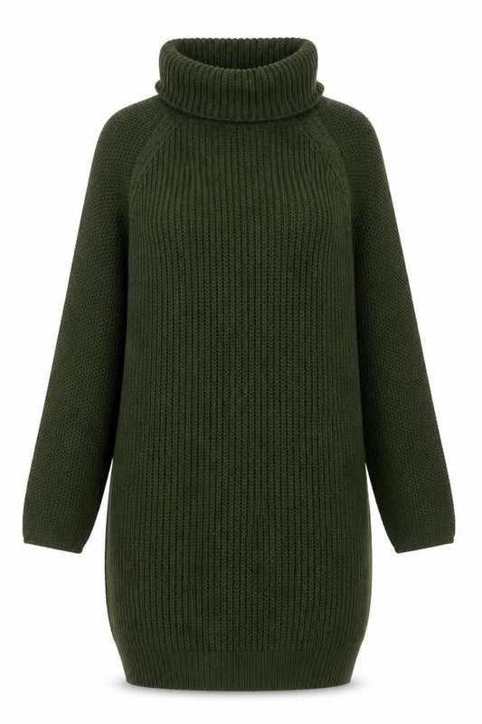 MISSPAP Women Green Roll Neck Long Sleeve Knit Jumper Dress Size 8