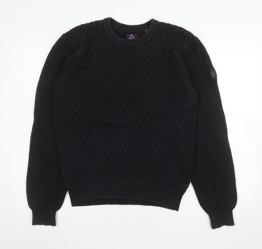 Luke Men’s Black XL Cable Knit Cotton Crew Neck Jumper