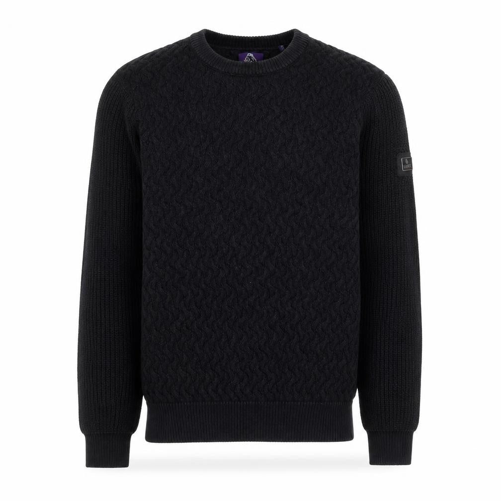 Luke Men’s Black XL Cable Knit Cotton Crew Neck Jumper