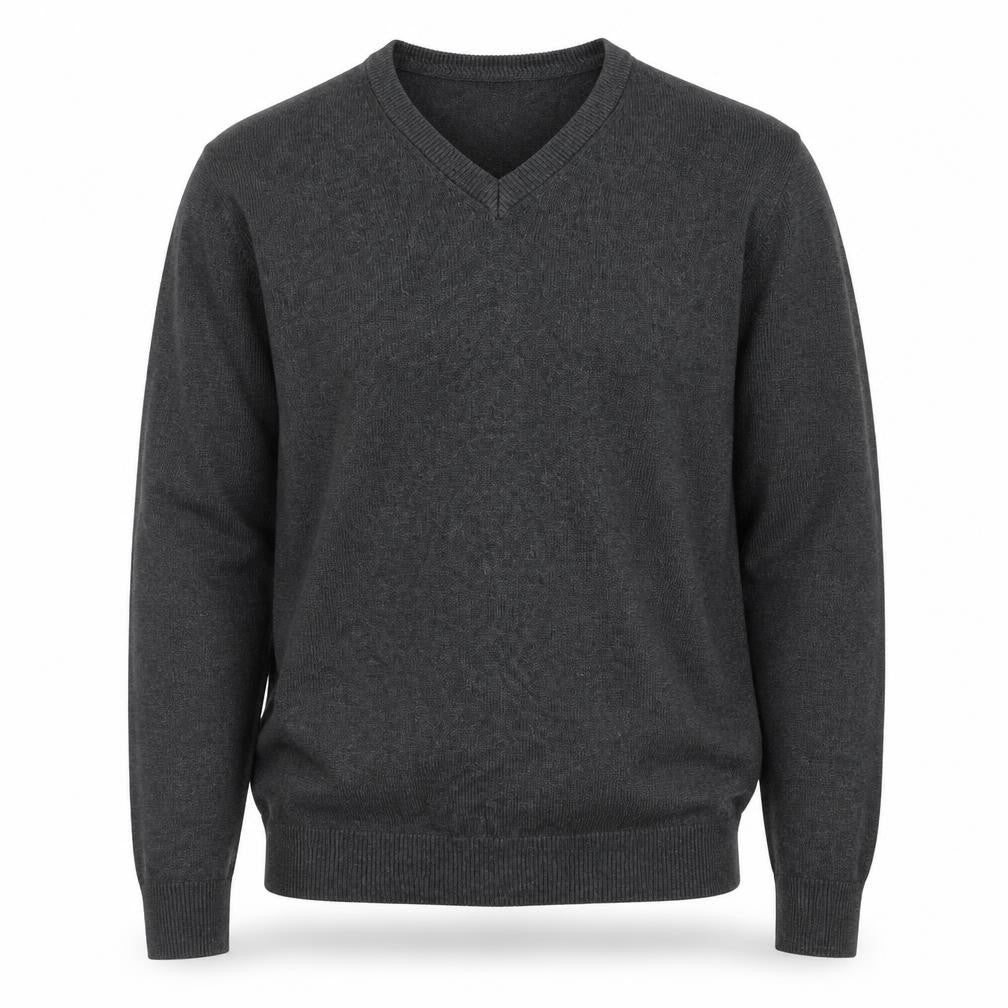 Marks & Spencer Men's Grey Cotton V-Neck Jumper M