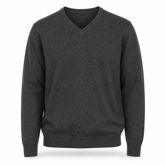 Marks & Spencer Men's Grey Cotton V-Neck Jumper M