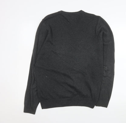 Marks & Spencer Men's Grey Cotton V-Neck Jumper M