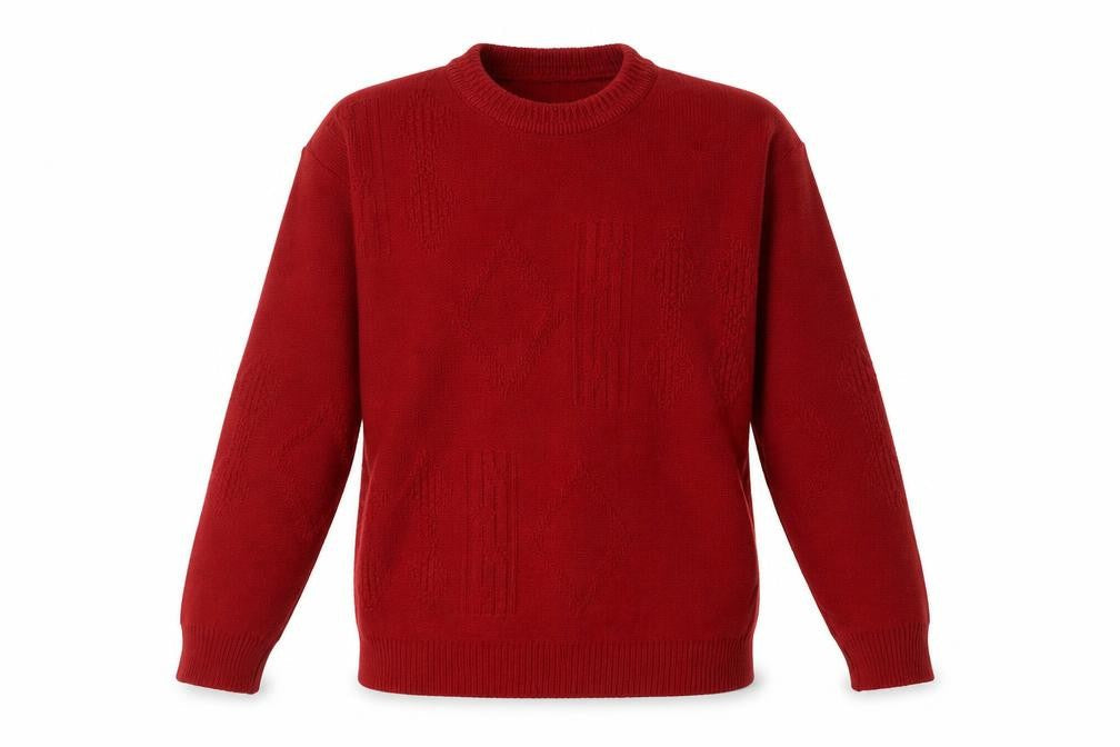 Marks & Spencer Men’s Red Acrylic Geometric Pullover Jumper Medium