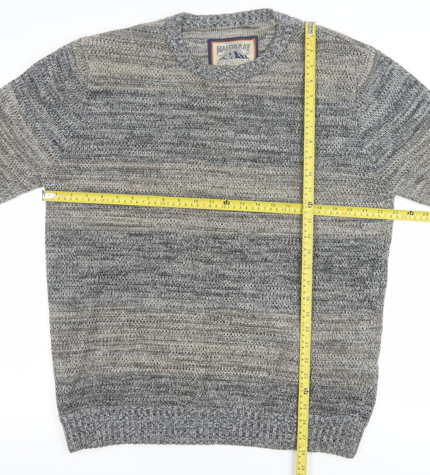 Mantaray Men's Grey Cotton Knit Crew Neck Jumper Size L