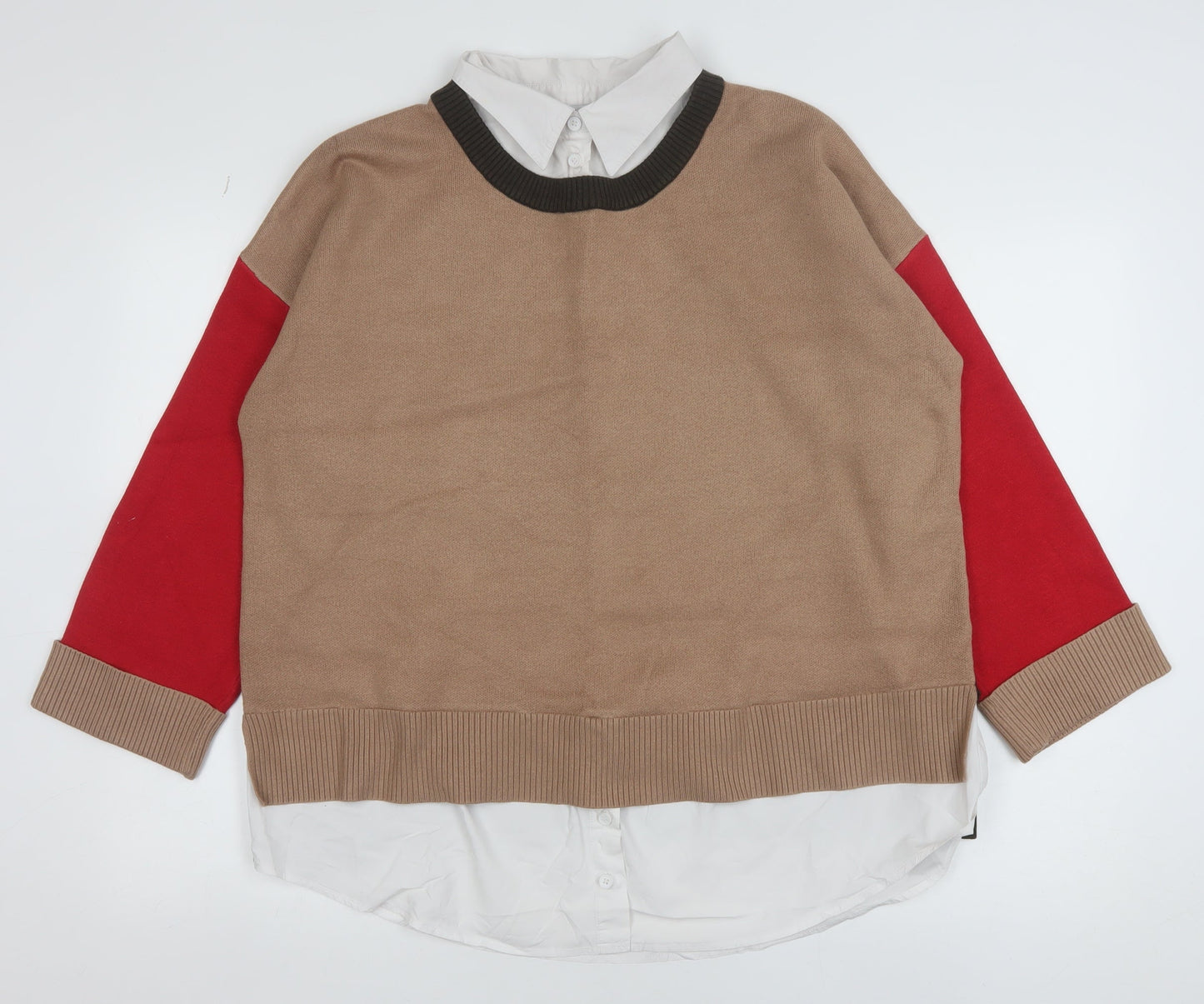Next Women’s Beige Colour Block Pullover Jumper Size 16