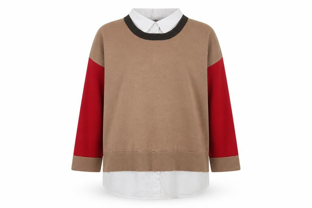 Next Women’s Beige Colour Block Pullover Jumper Size 16
