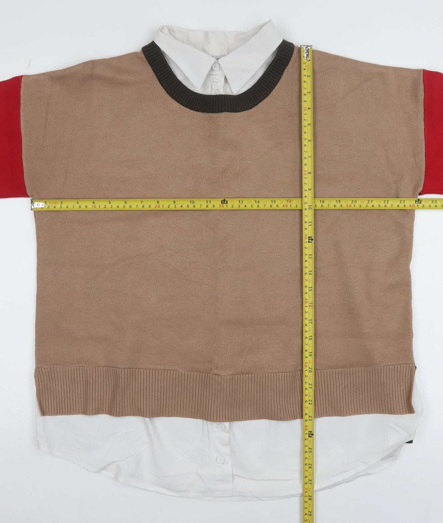 Next Women’s Beige Colour Block Pullover Jumper Size 16