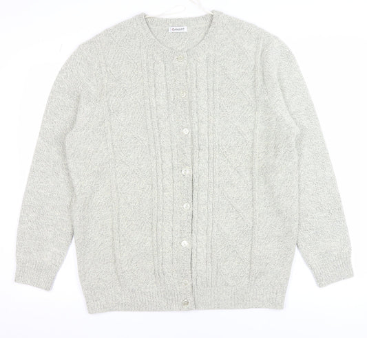 Damart Men's Grey L Cable-Knit Button Cardigan Jumper