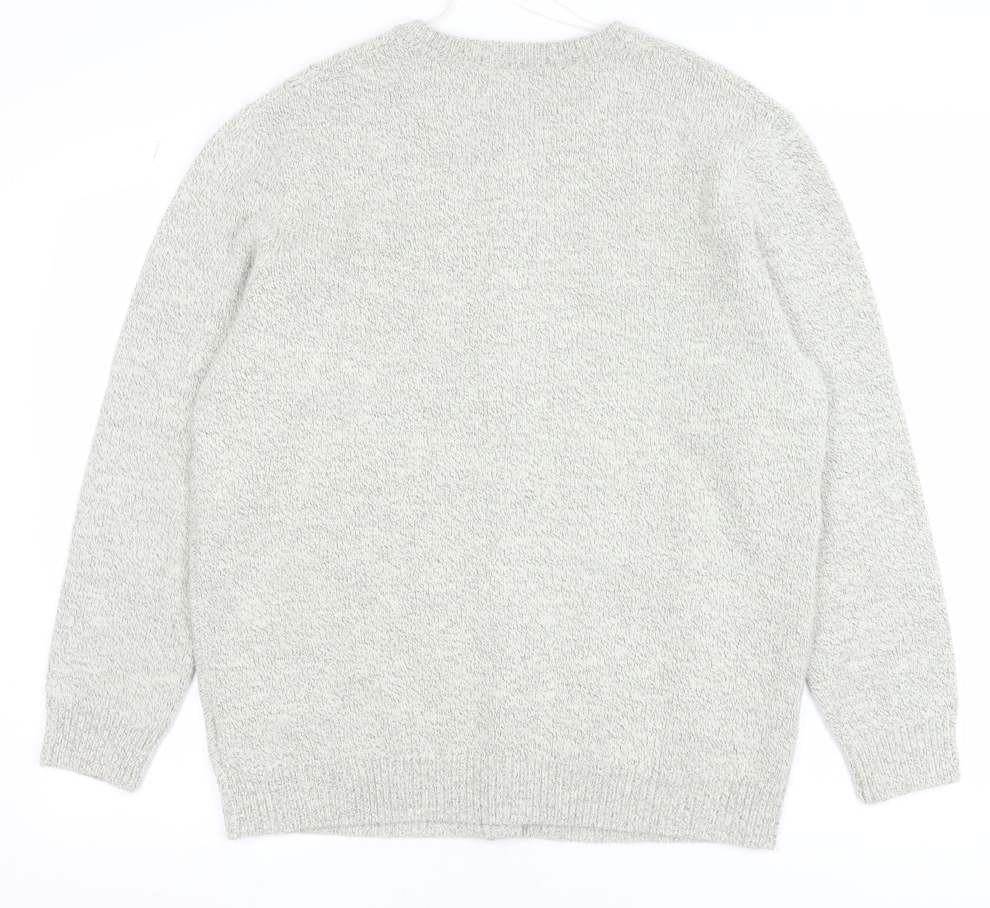 Damart Men's Grey L Cable-Knit Button Cardigan Jumper