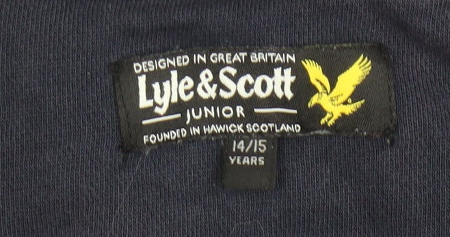 Lyle & Scott Junior Boys Navy Blue Full Zip Hoodie 14-15 Years Cotton Blend