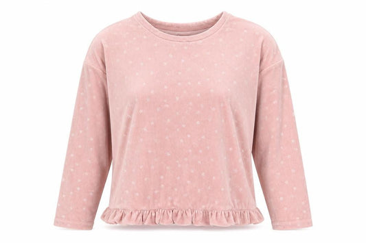 A La Mode Women's Pink Velour Star Pyjama Top Size 12