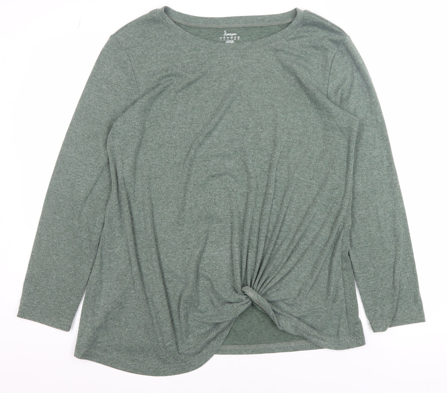 Limisya Women’s Green Long Sleeve Knot Front T-Shirt Size L