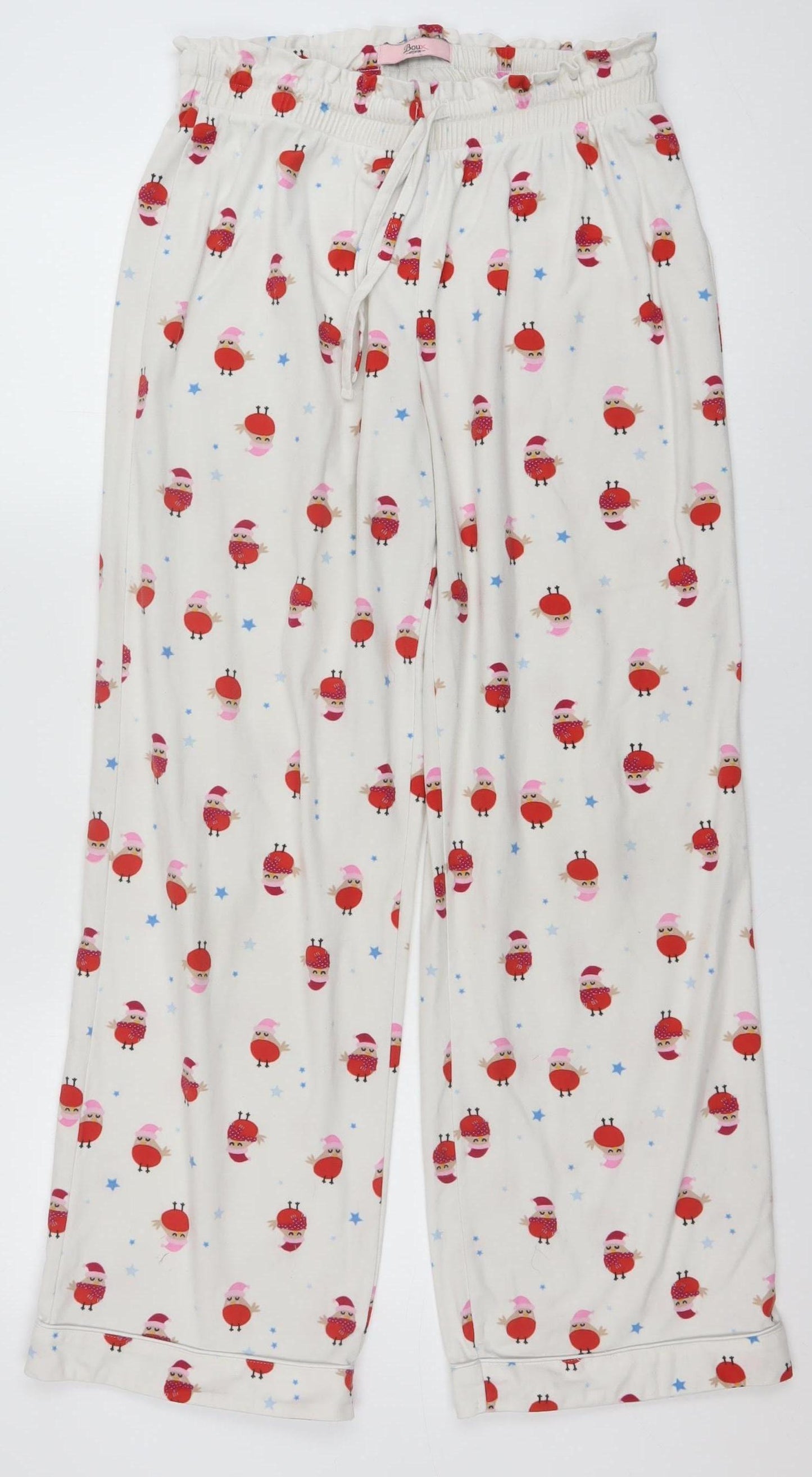 Boux Avenue Women’s White Christmas Robin Print Pyjama Pants UK 10