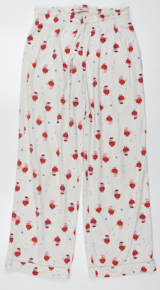 Boux Avenue Women’s White Christmas Robin Print Pyjama Pants UK 10