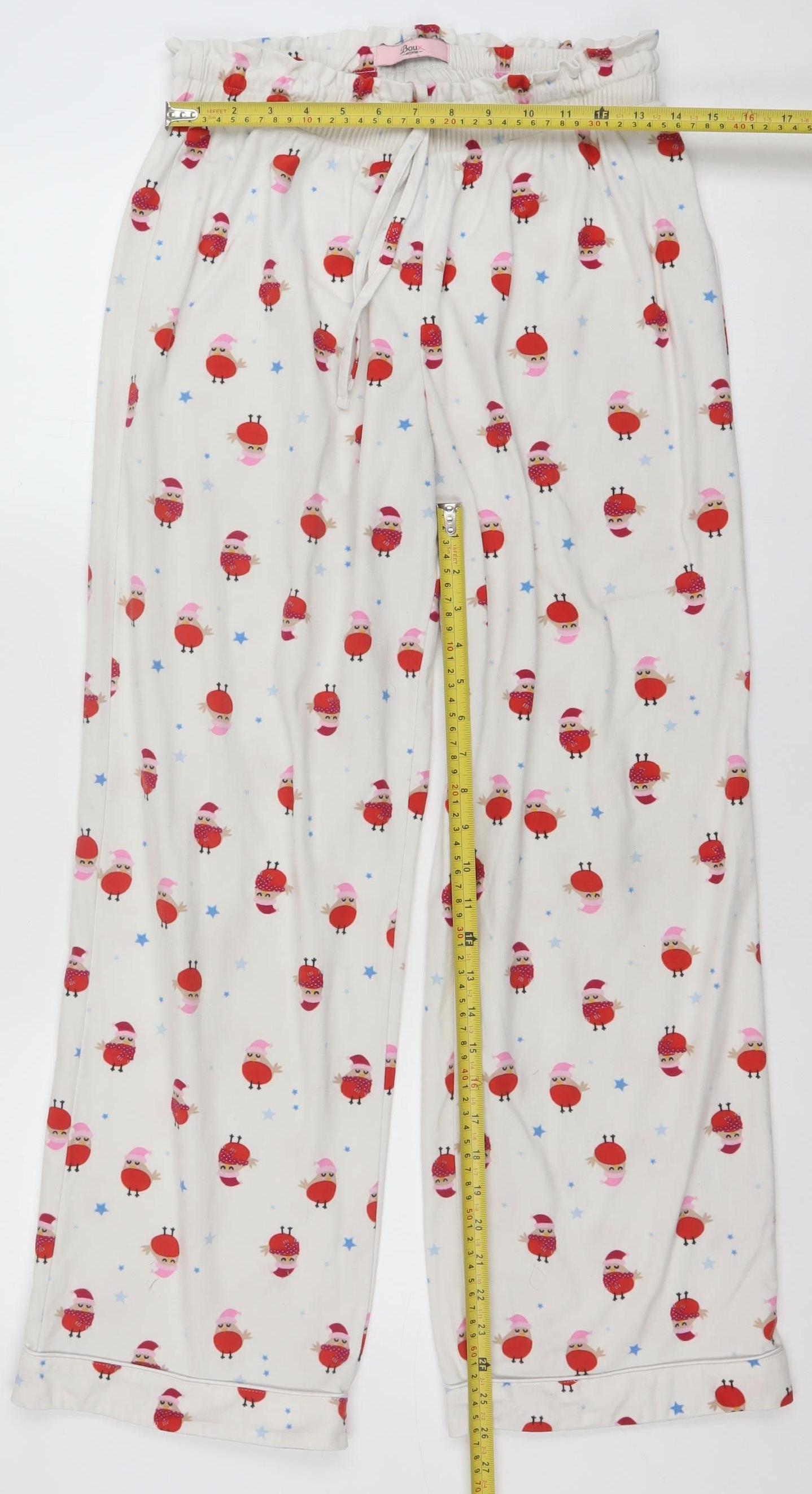 Boux Avenue Women’s White Christmas Robin Print Pyjama Pants UK 10