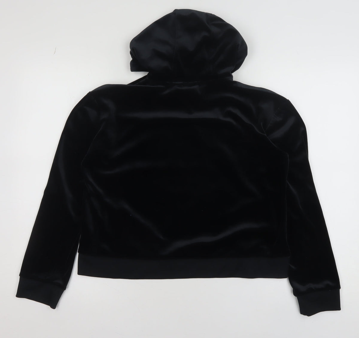 Adidas Girls Black Velvet Pullover Hoodie 13-14 Years Logo Hooded Sweatshirt
