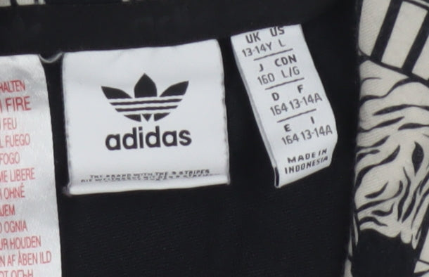 Adidas Girls Black Velvet Pullover Hoodie 13-14 Years Logo Hooded Sweatshirt