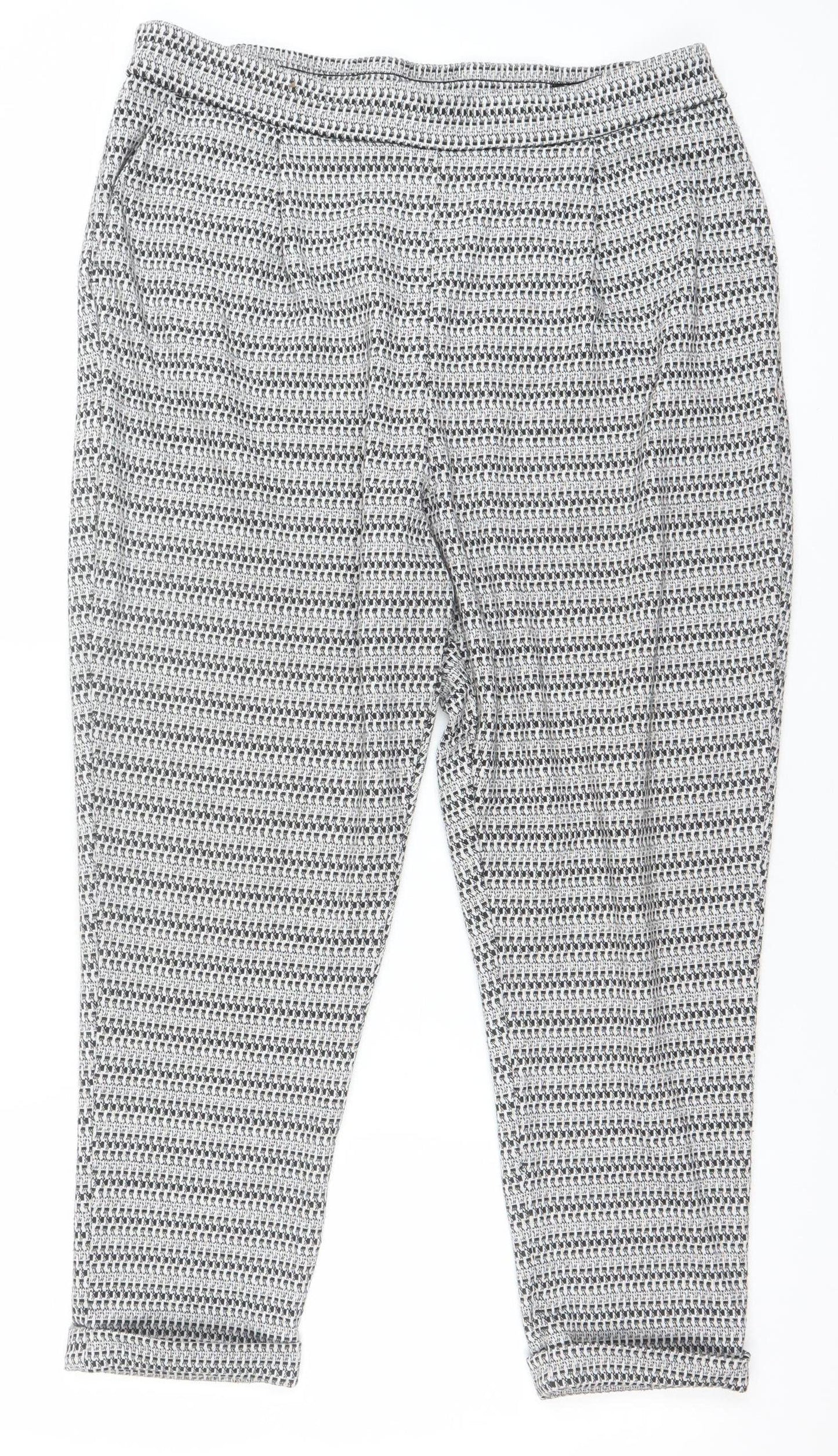 F&F Womens Grey Geometric Tapered Trousers Size 18