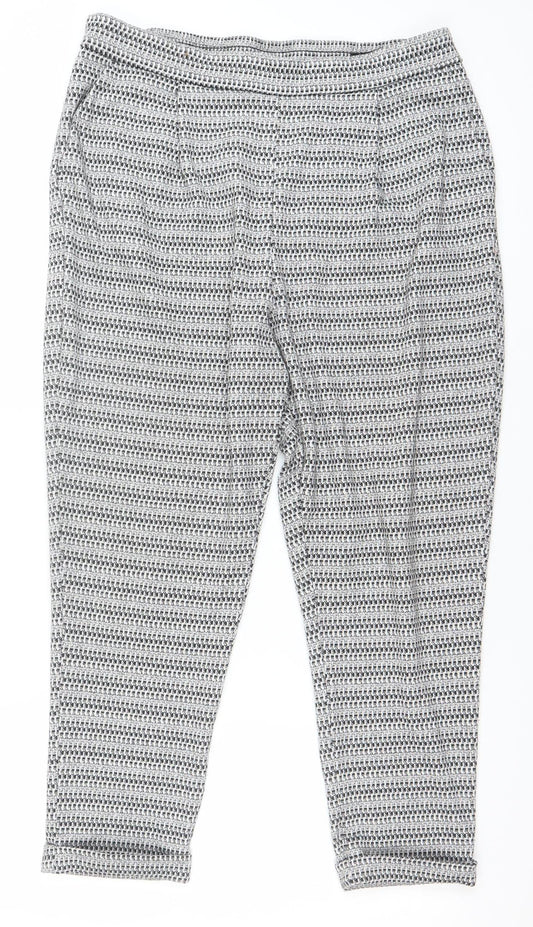 F&F Womens Grey Geometric Tapered Trousers Size 18