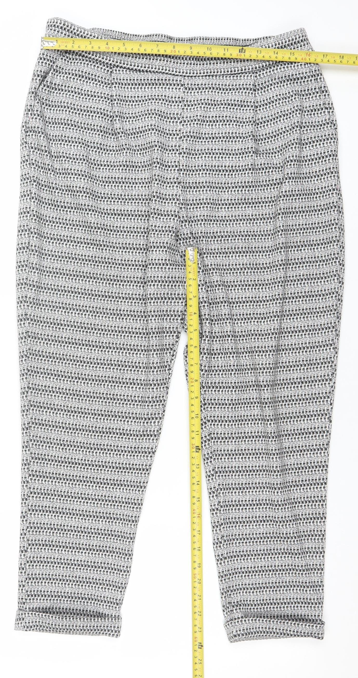 F&F Womens Grey Geometric Tapered Trousers Size 18