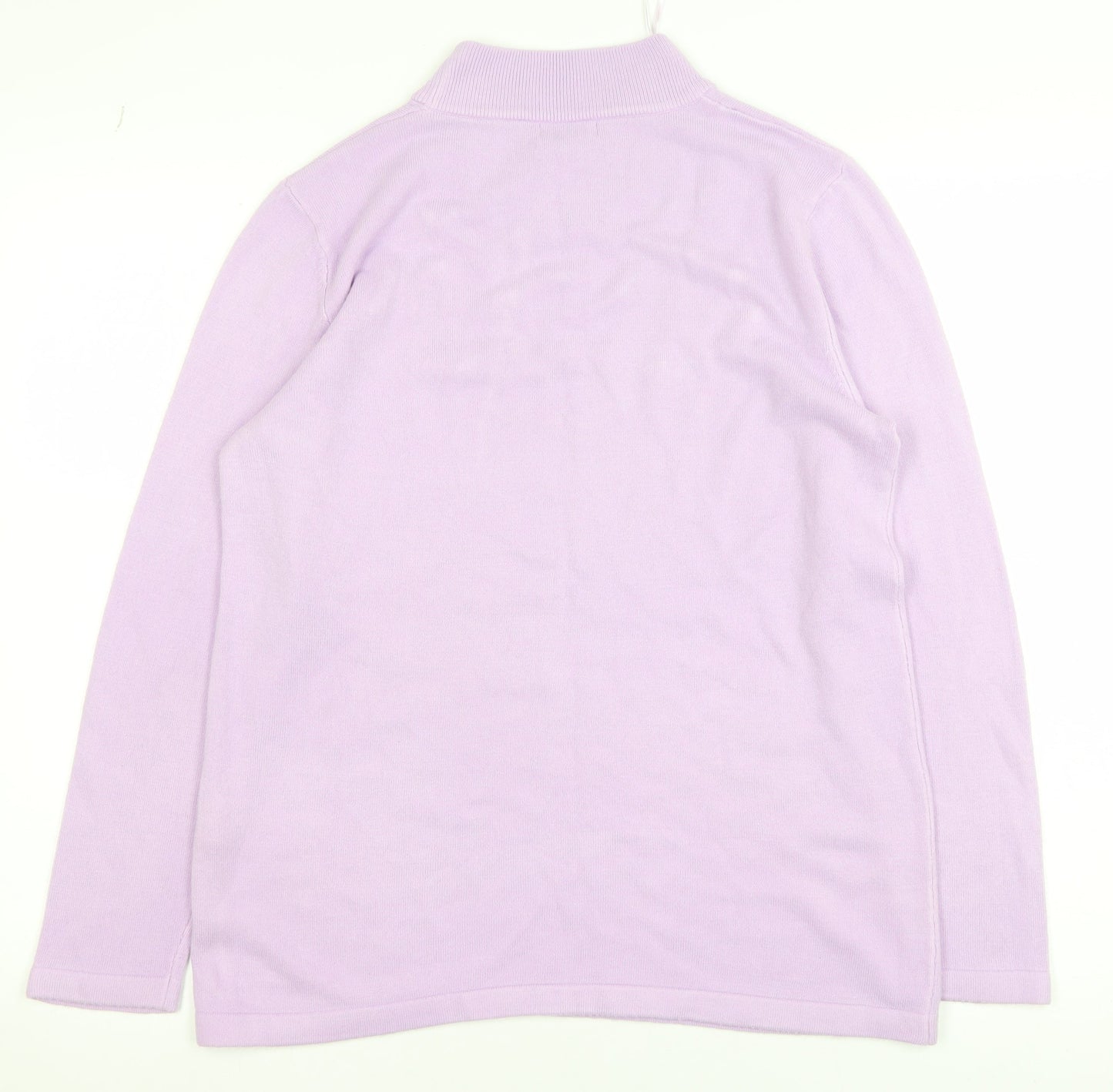 Damart Women's Purple Beaded Mock Neck Knit Jumper Size M