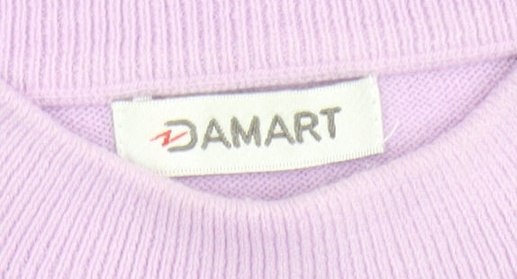 Damart Women's Purple Beaded Mock Neck Knit Jumper Size M