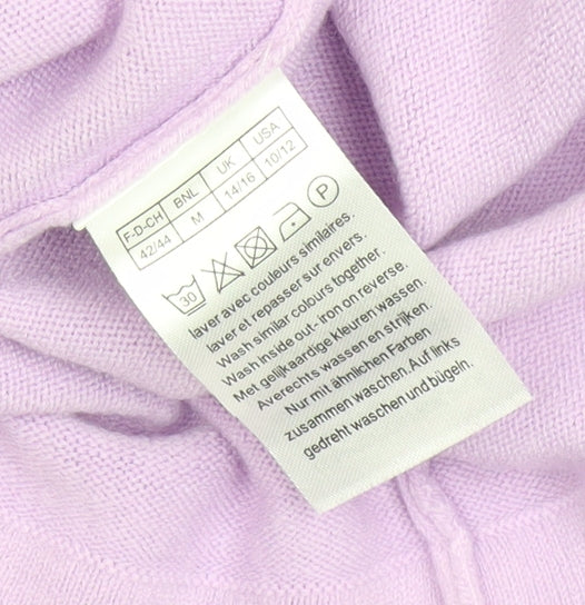 Damart Women's Purple Beaded Mock Neck Knit Jumper Size M